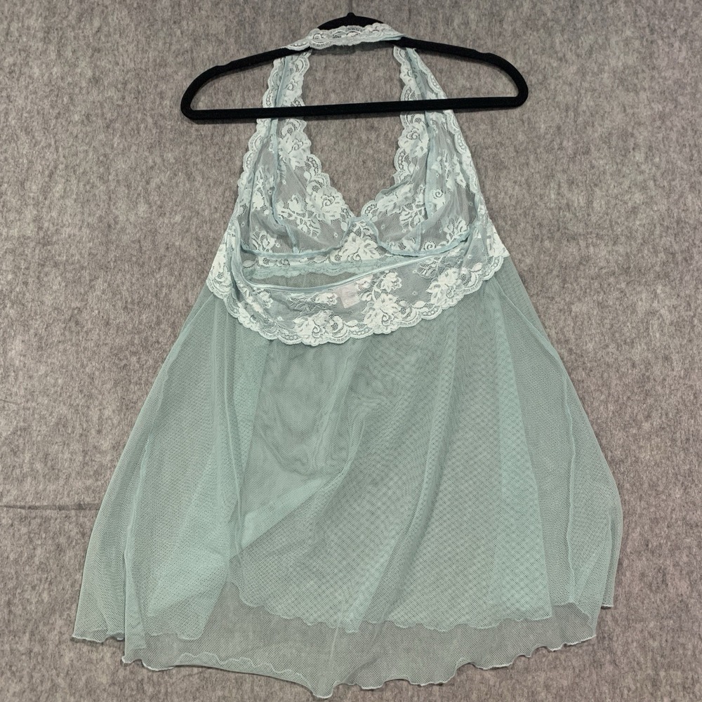 Y2K Victoria Secret Babydoll Top Sheer Lace V-Neck Lingerie Nightie Sz L - Picture 2 of 10